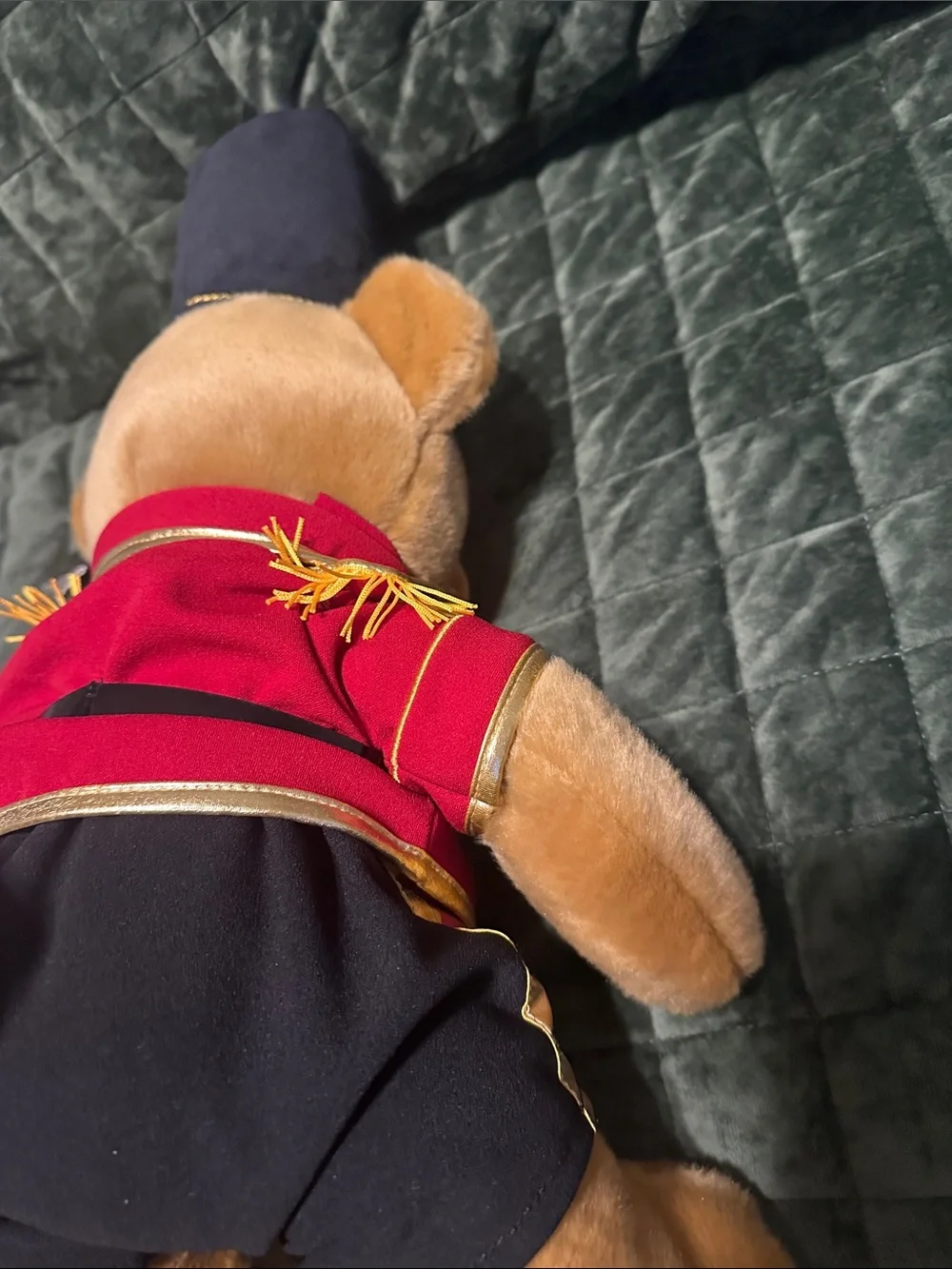 FAO Schwarz Red-Jacketed Tan Bear with Black Hat